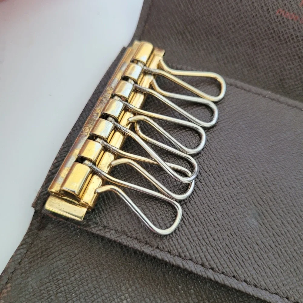 Louis Vuitton Damier Ebene 6 Key Holder Wallet Brown Canvas Made in France